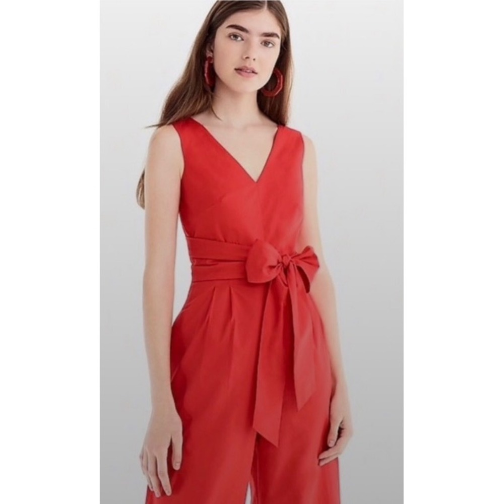 J.Crew Red Wide‎ Leg Jumpsuit Side Tie Cutout Back Sleeveless Size 10 NWT